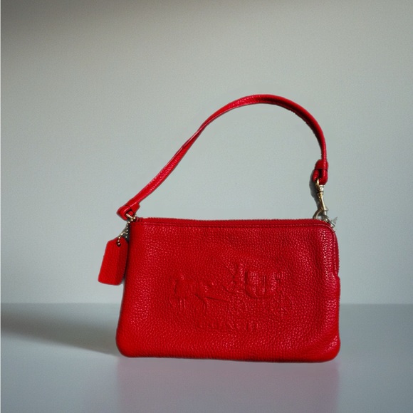 Handbags - A perfect gift option. Coach Corner Zip Wristlet- Red Pebble Leather